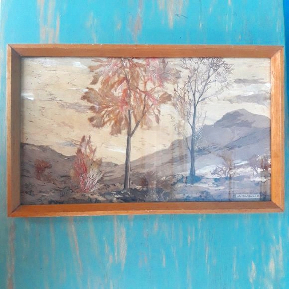 Sculptured Landscape Art Framed Artist Handmade Three Dimensional Mixed Media